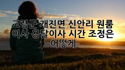 고령군 개진면 신안리 원룸 이사, 용달이사 시간 조정은 어떻게?
